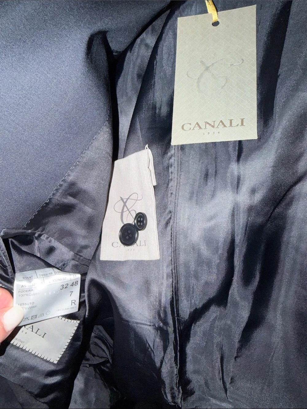 CANALI Navy Blazer 48R Sport Coat Two Button Suit Jacket WOOL $1495